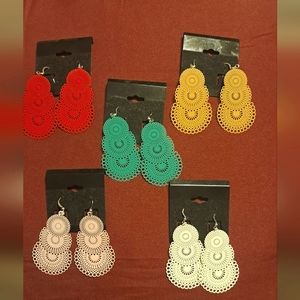 5 pair of colorful earrings